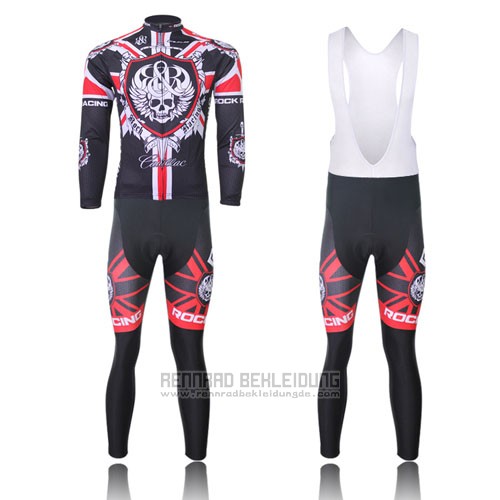 2013 Fahrradbekleidung Rock Racing Shwarz und Rot Trikot Langarm und Tragerhose - zum Schließen ins Bild klicken